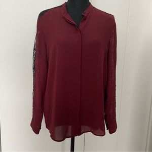The Kooples burgundy shirt with see though lace 🖤